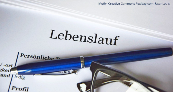 Foto einer Bewerbung mit Lebenslauf