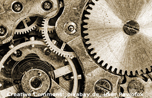 Uhrwerk – alles läuft, wenn alle mithelfen, fehlt ein Raedchen, gibt es Probleme